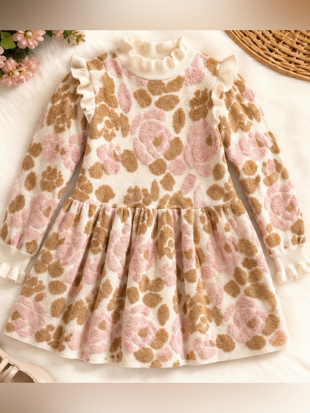 🎀 Janie and Jack Floral Ruffle Sweater Dress – Girls Size 6 🎀